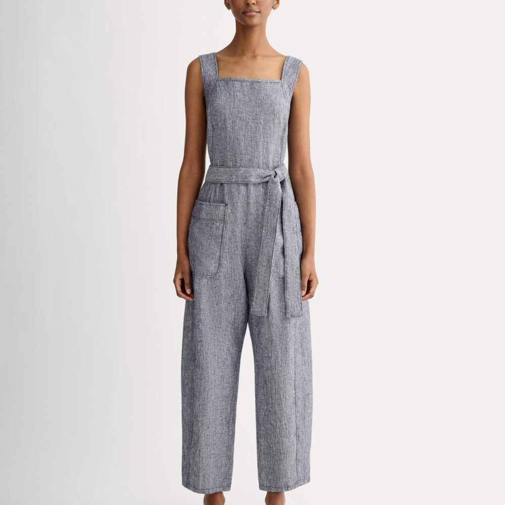 Everlane Utility Coverall in Linen in Navy Chambray, Size 2 NWT